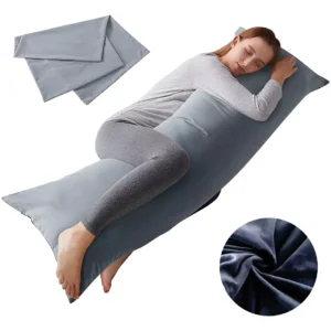 Almohada Largada Para Abrazar Super Suave Cama Corporal Gris Oscuro Liso