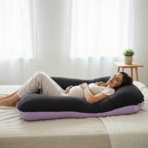 Almohada Embarazo Lactancia Ortopédica Novadesk 7en1 Algodón Premium Soporte Integral Cómodo Multifuncional Bebé Maternidad Premium GEMELOS LILA GRIS