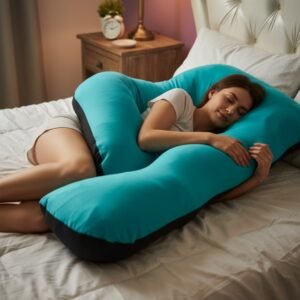 Almohada Embarazo Lactancia Ortopédica Novadesk 7en1 Algodón Premium Soporte Integral Cómodo Multifuncional Bebé Maternidad Premium Gemelos verde con gris