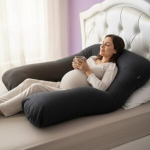 Almohada Embarazo Lactancia Ortopédica Novadesk 7en1 Algodón Premium Soporte Integral Cómodo Multifuncional Bebé Maternidad Premium Gemelos gris jaspe liso