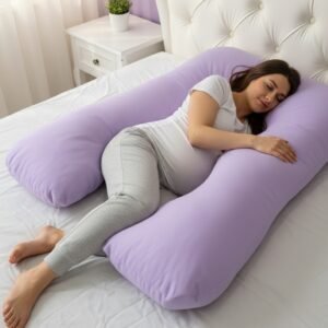 Almohada Embarazo Lactancia Ortopédica Novadesk 7en1 Algodón Premium Soporte Integral Cómodo Multifuncional Bebé Maternidad Premium GEMELOS LILA LISO